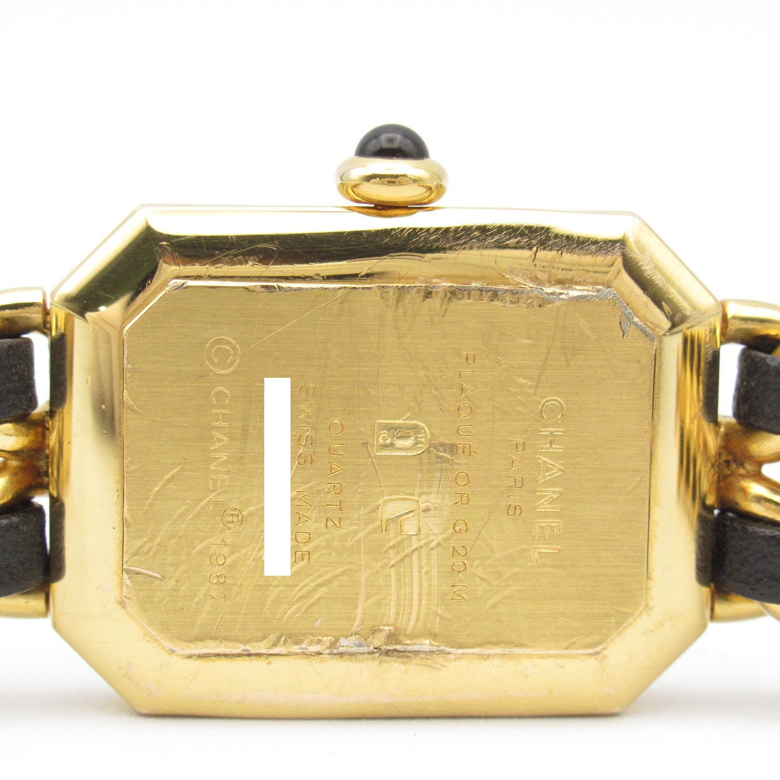 CHANEL CC Premiere L Quartz Watch H0001 Gold Plated Leather Black