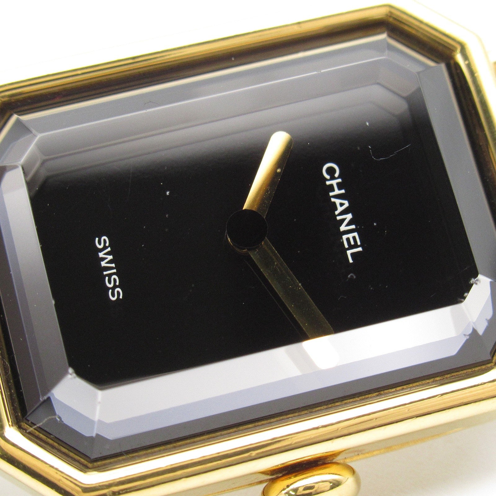 CHANEL CC Premiere L Quartz Watch H0001 Gold Plated Leather Black