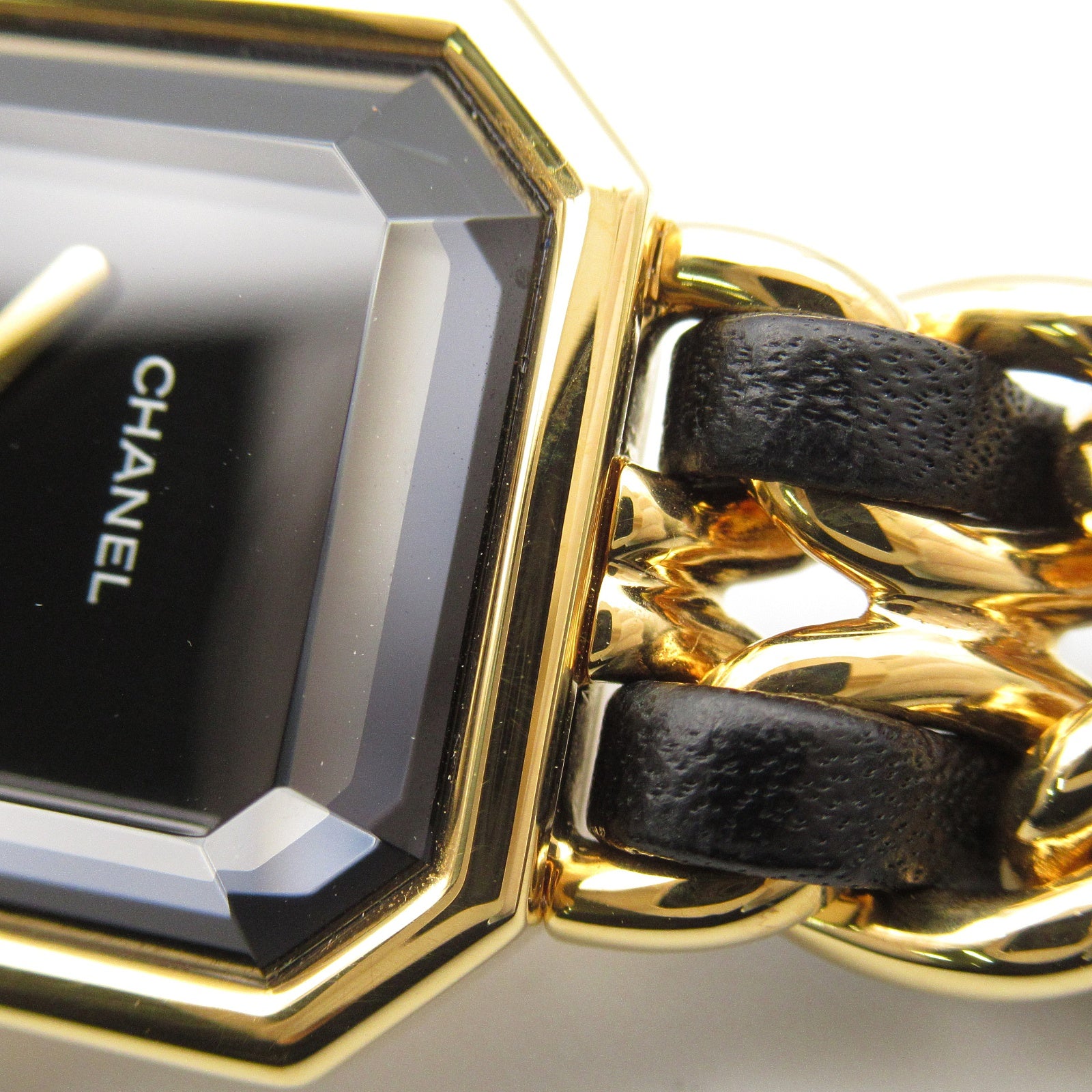 CHANEL Premiere M鍍金/皮革手錶石英機芯黑色
