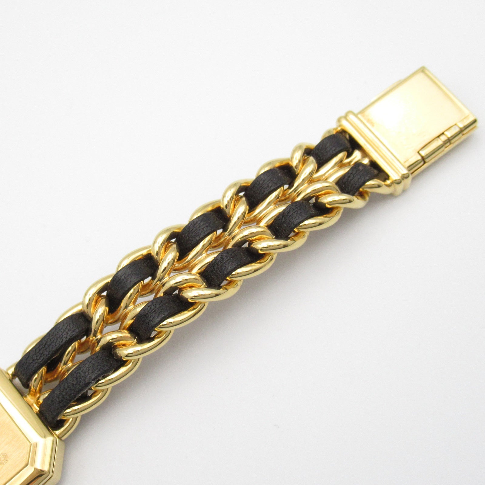 CHANEL Premiere M鍍金/皮革手錶石英機芯黑色