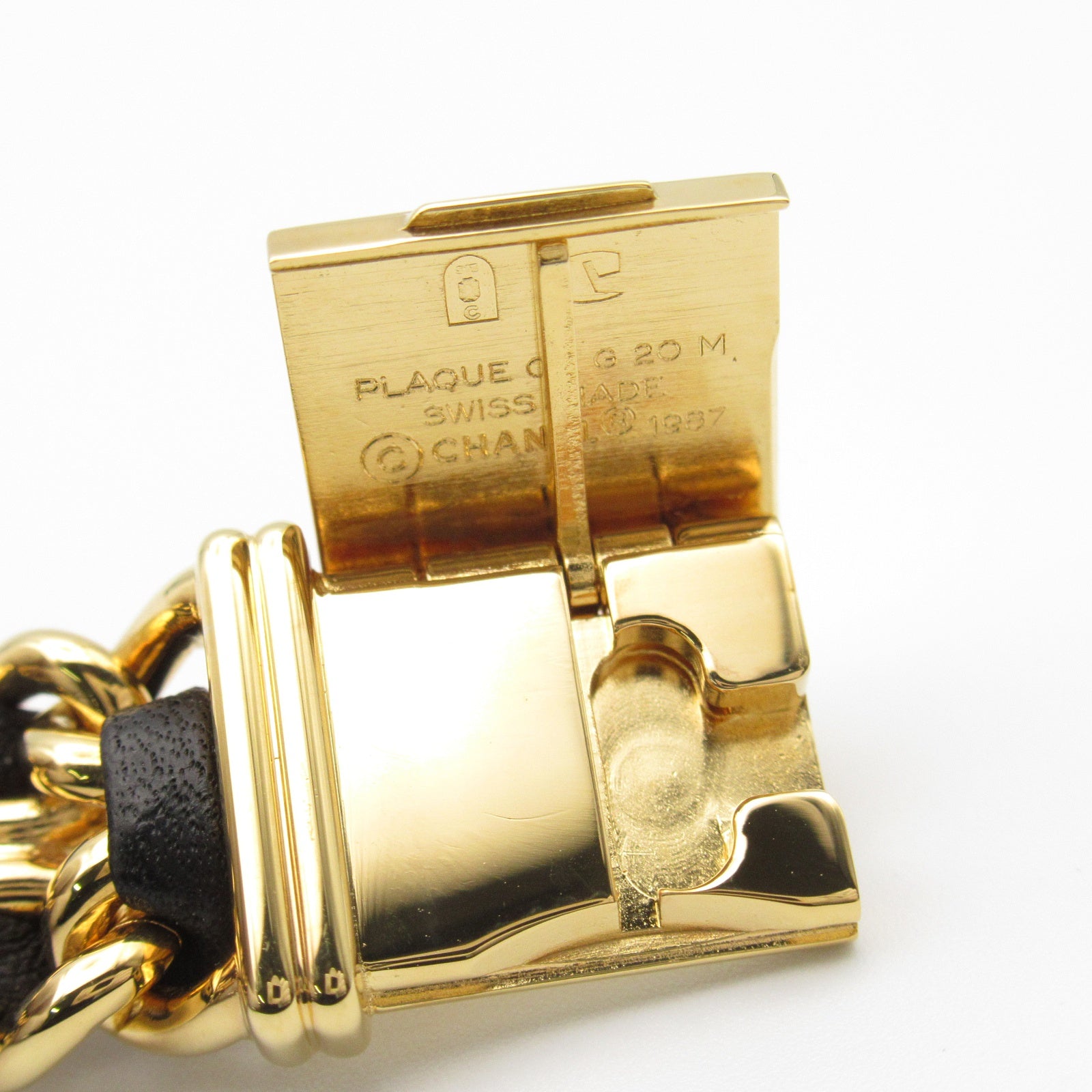 CHANEL Premiere M鍍金/皮革手錶石英機芯黑色
