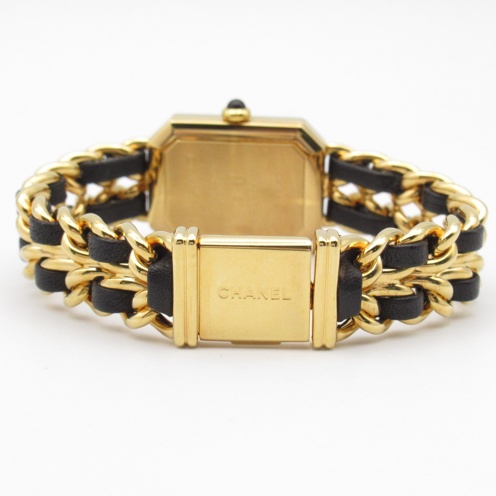 CHANEL Premiere M鍍金/皮革手錶石英機芯黑色