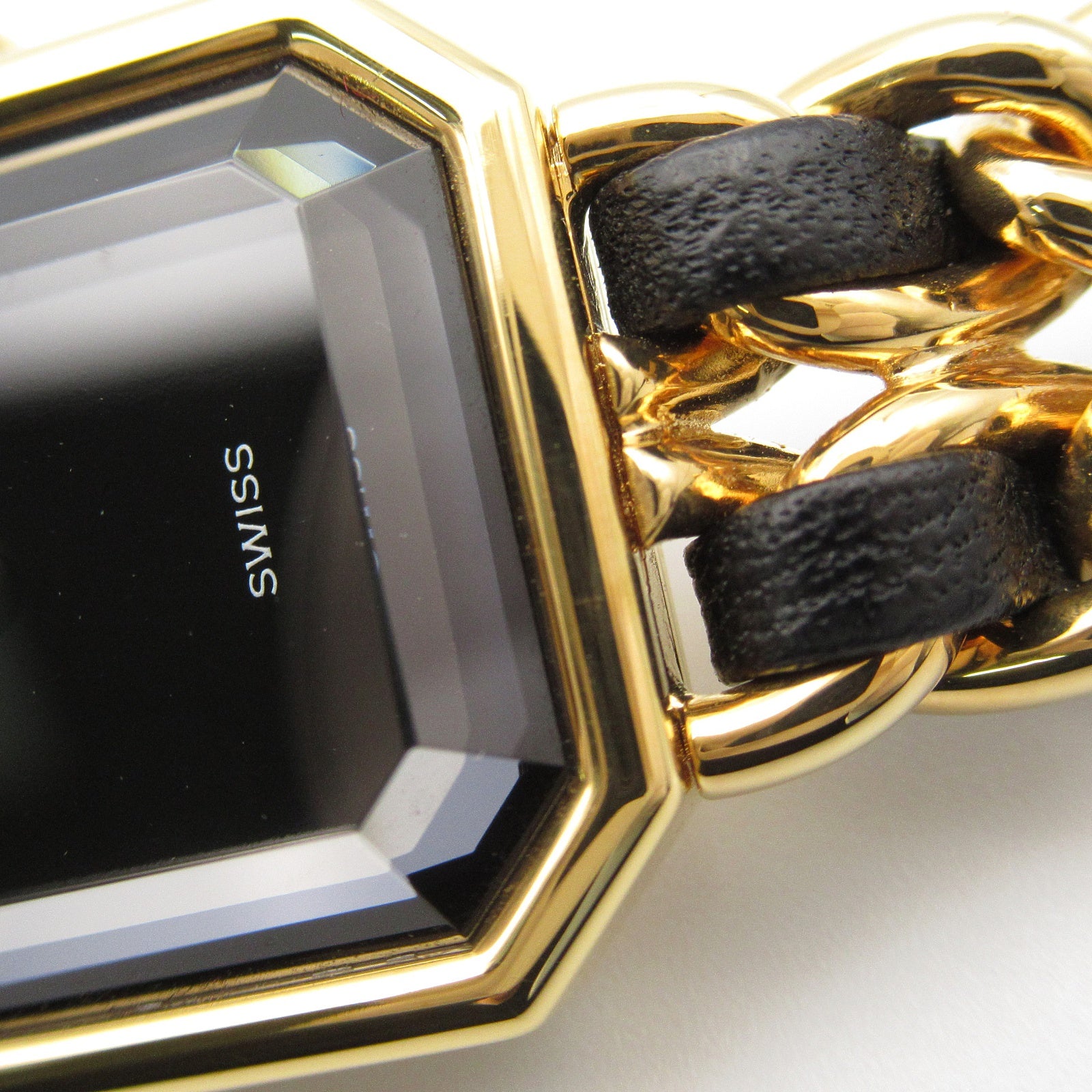CHANEL Premiere M鍍金/皮革手錶石英機芯黑色
