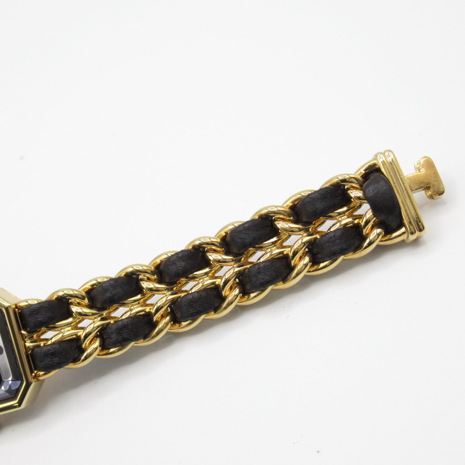 CHANEL Premiere M鍍金/皮革手錶石英機芯黑色#14.75cm