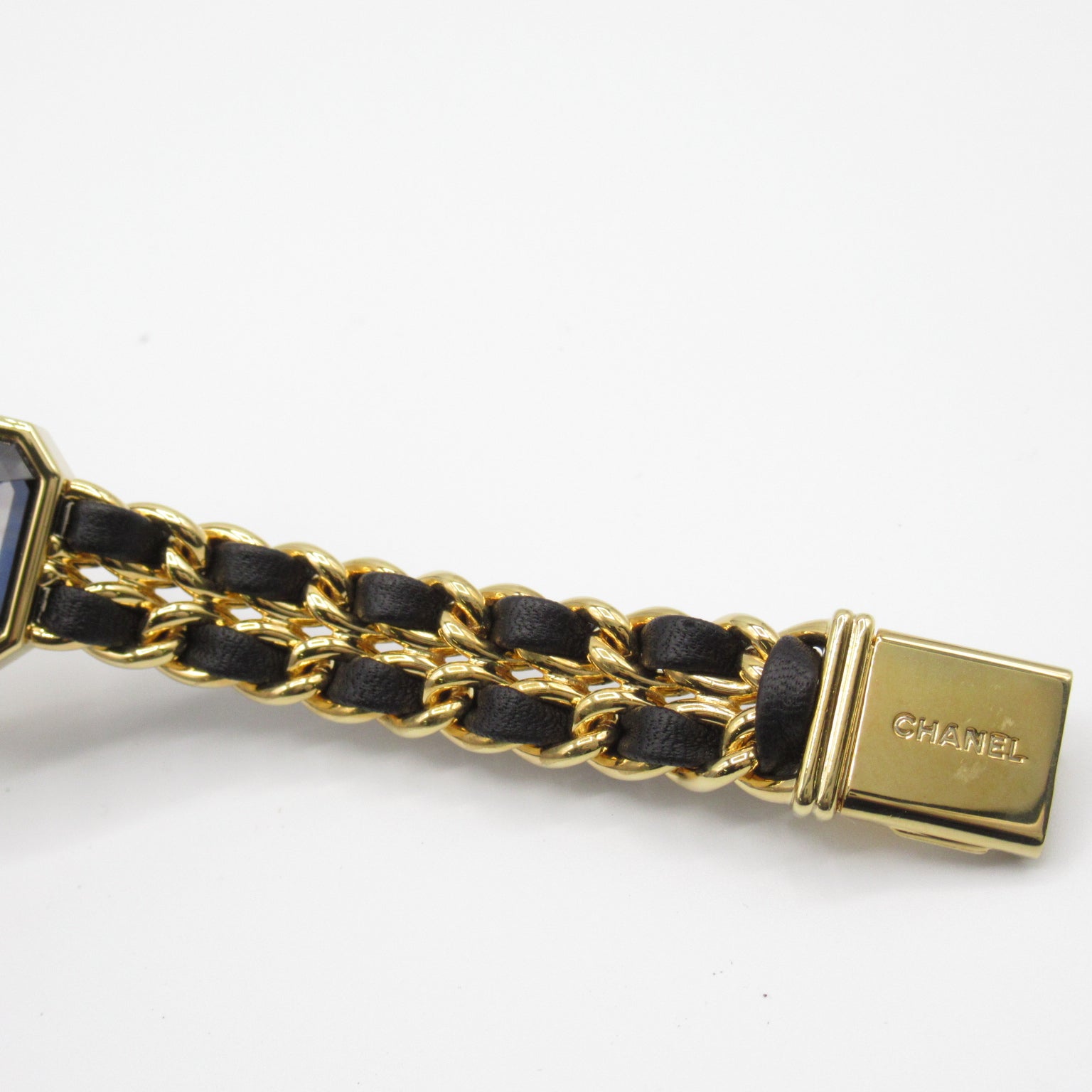 CHANEL Premiere M鍍金/皮革手錶石英機芯黑色#14.75cm
