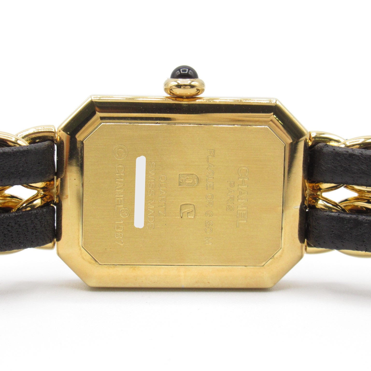 CHANEL Premiere M鍍金/皮革手錶石英機芯黑色#14.75cm