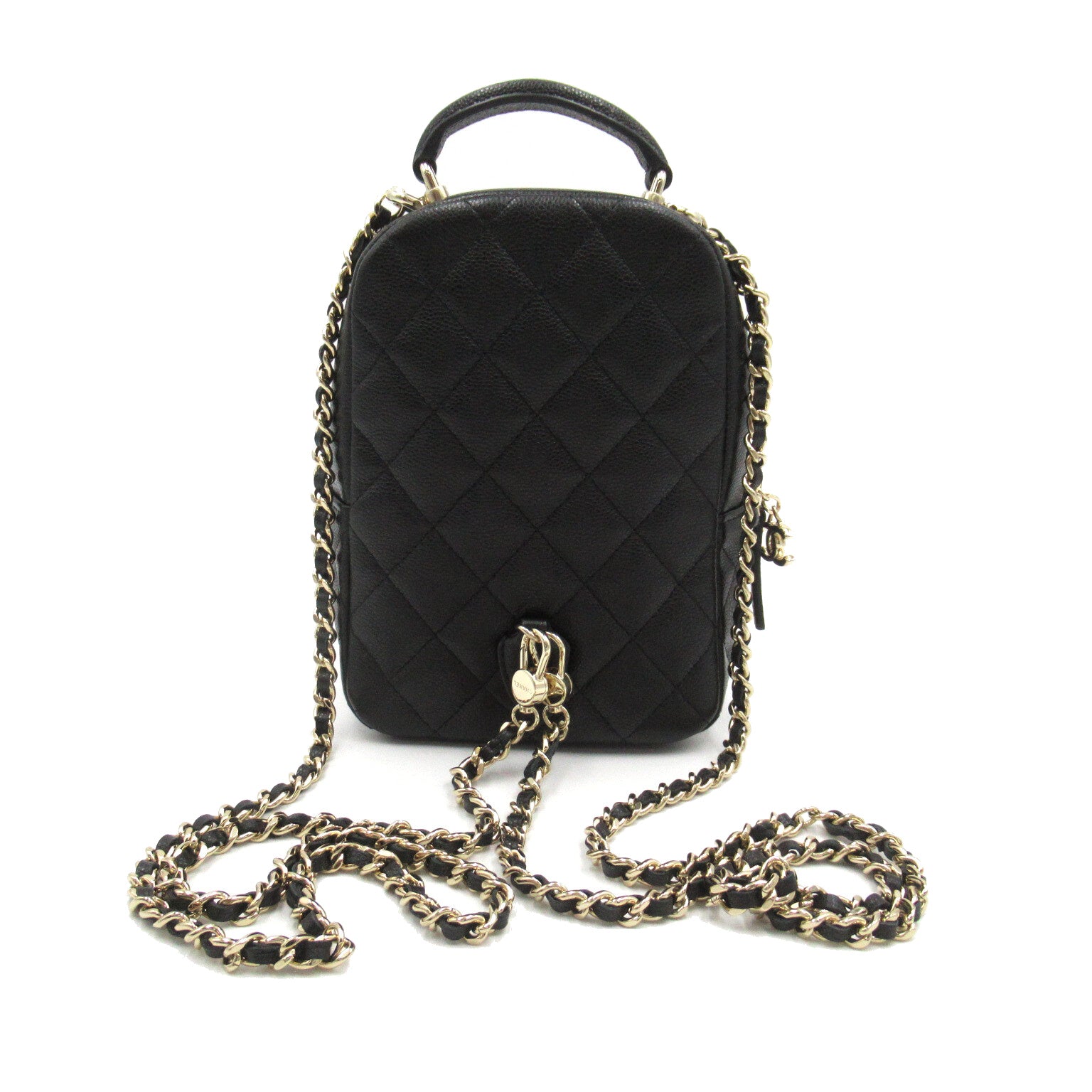CHANEL CC GHW Backpack Rucksack Calfskin Leather Black