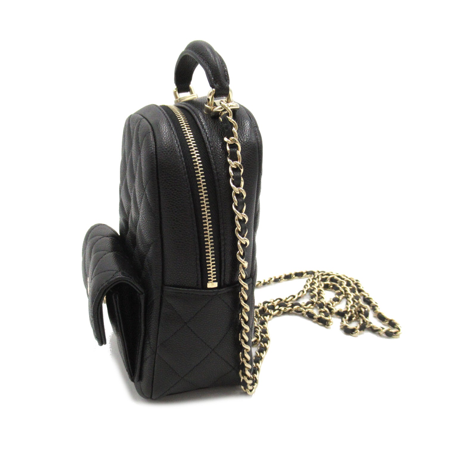 CHANEL CC GHW Backpack Rucksack Calfskin Leather Black