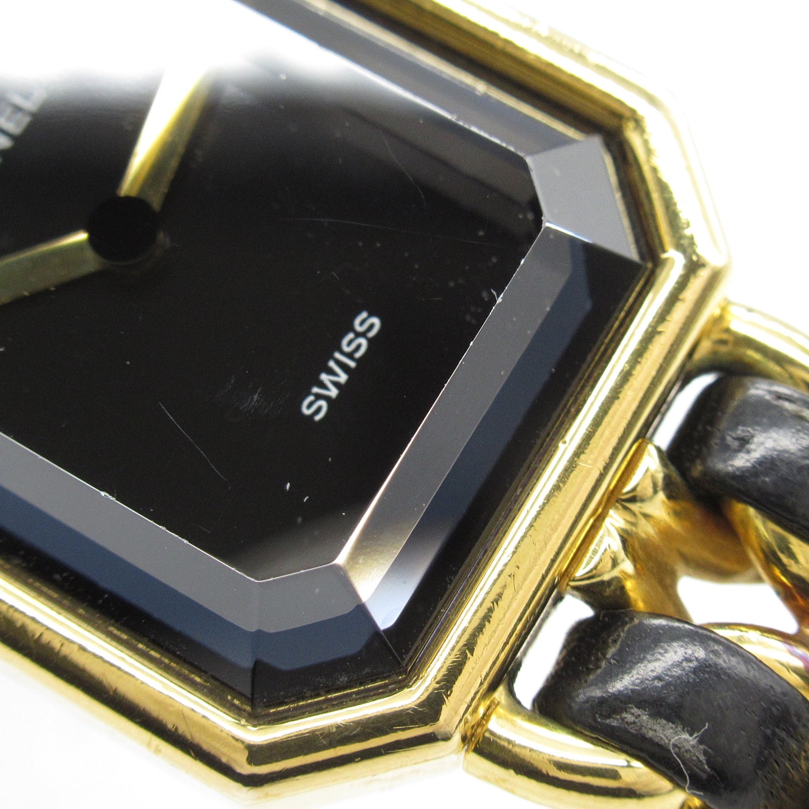 CHANEL Premiere M鍍金/皮革手錶石英機芯黑色