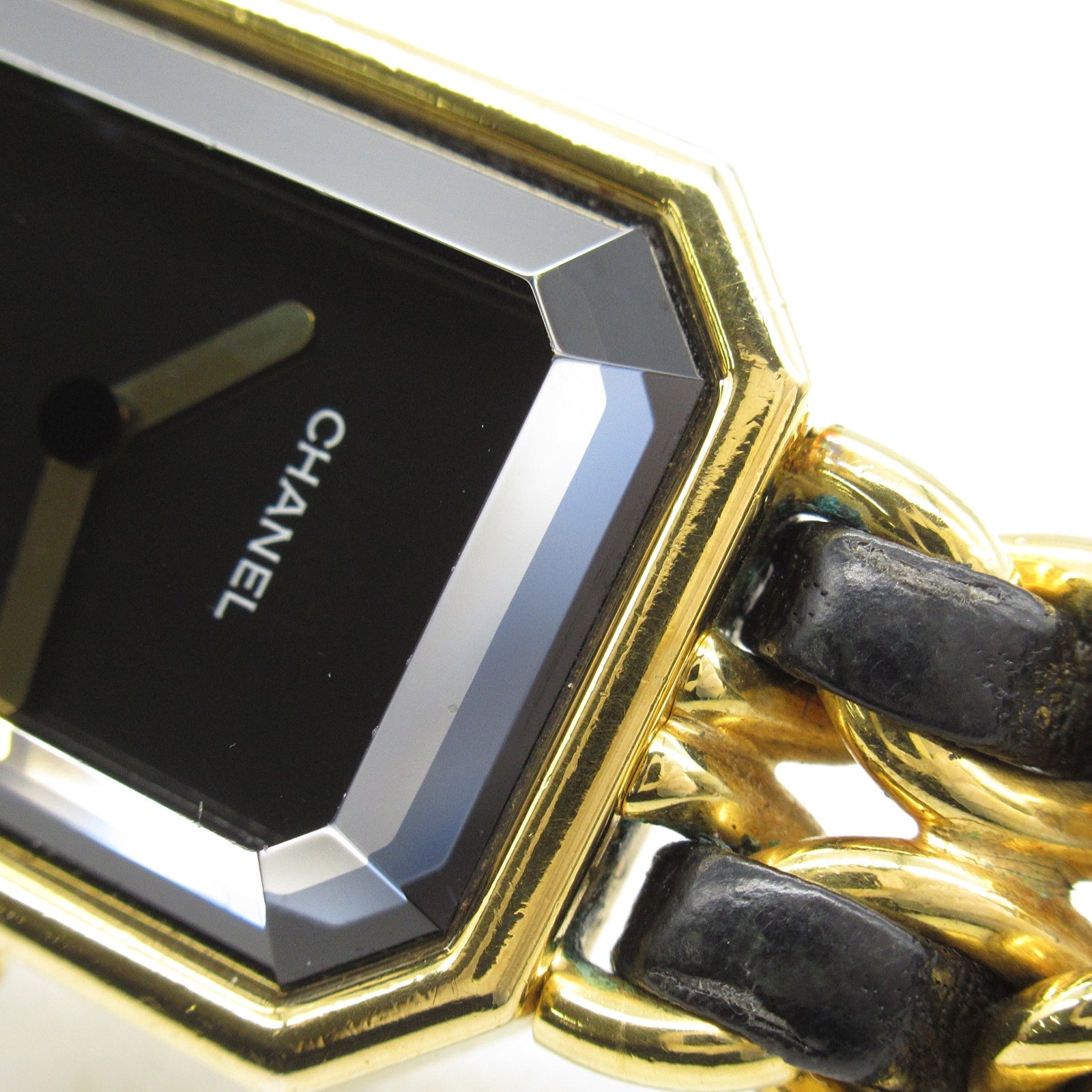 CHANEL Premiere M鍍金/皮革手錶石英機芯黑色