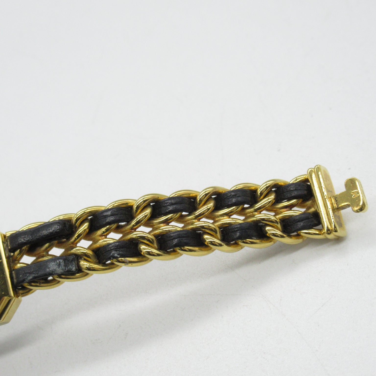 CHANEL Premiere M鍍金/皮革手錶石英機芯黑色