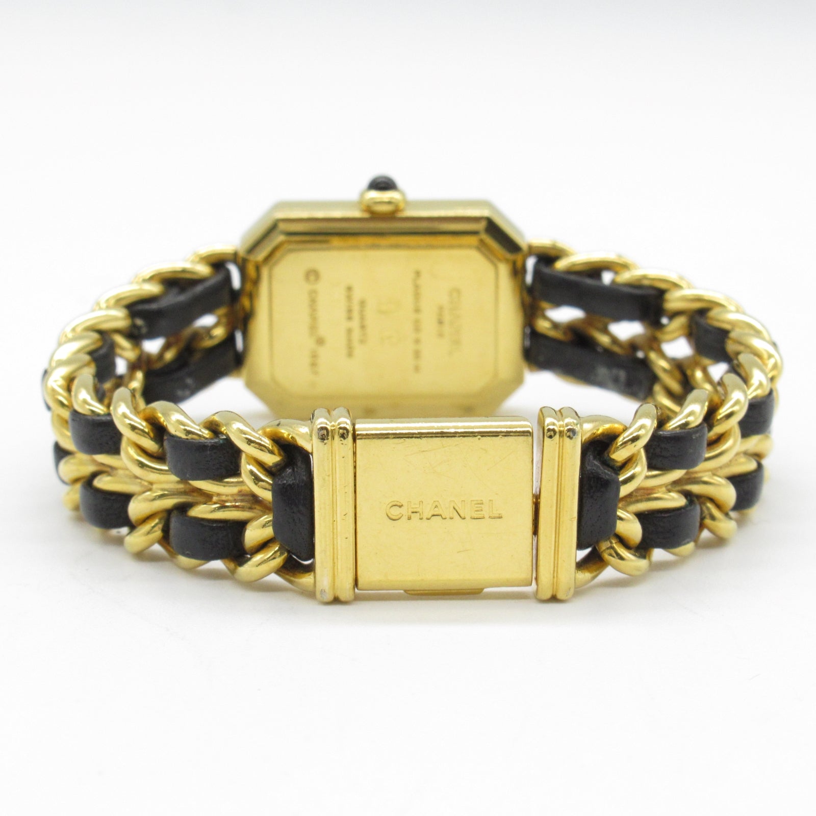 CHANEL Premiere M鍍金/皮革手錶石英機芯黑色