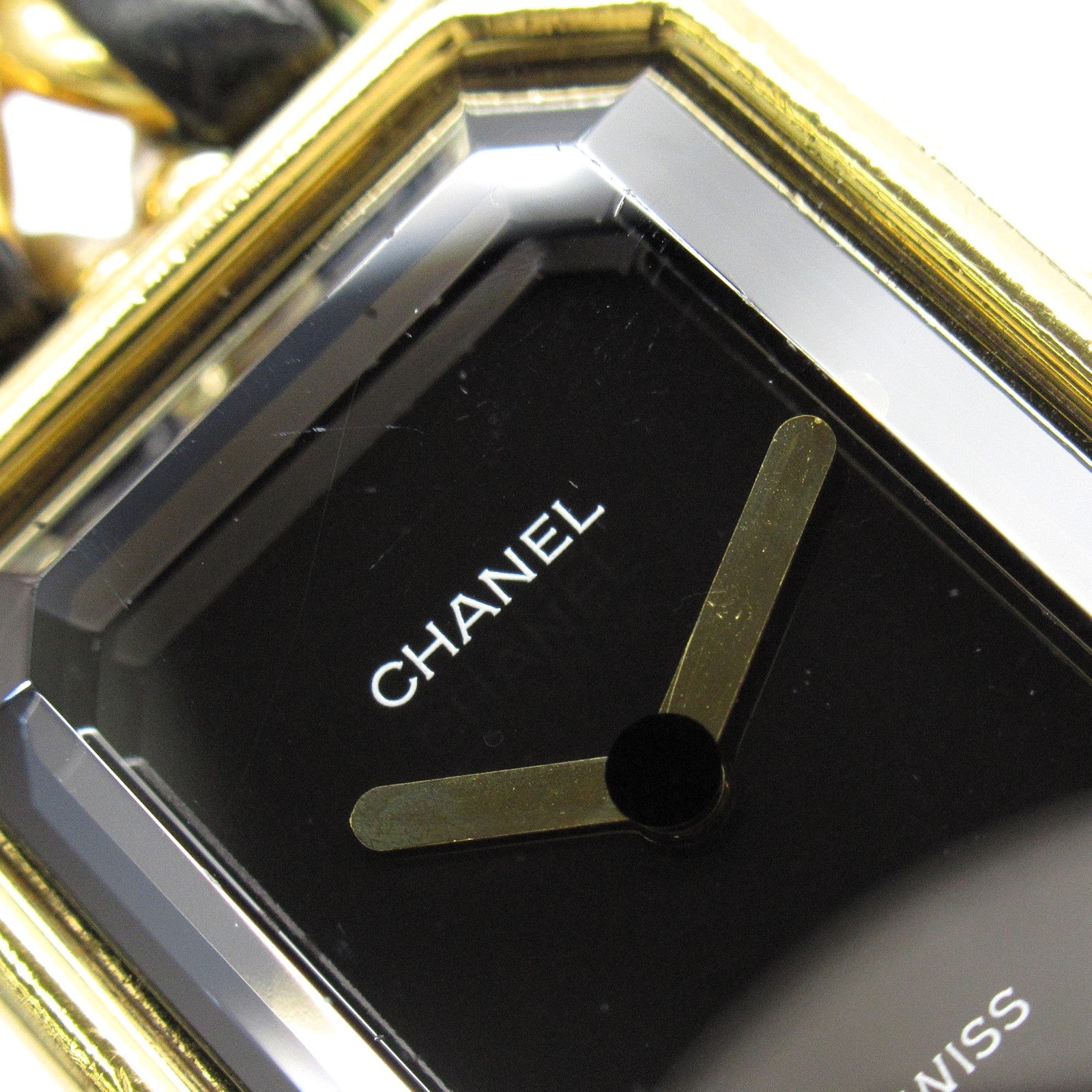 CHANEL Premiere M鍍金/皮革手錶石英機芯黑色