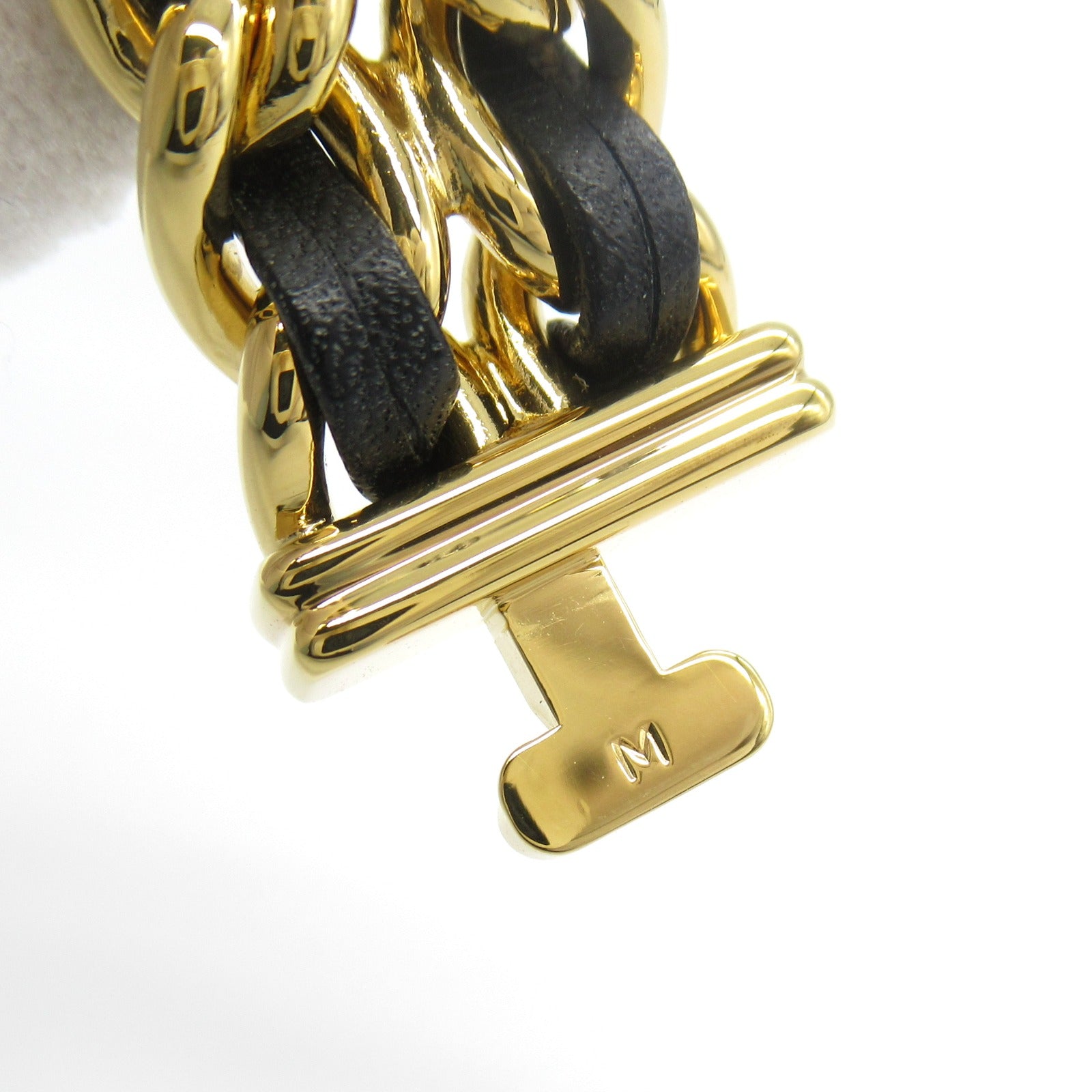CHANEL Premiere M鍍金/皮革手錶石英機芯黑色#15cm
