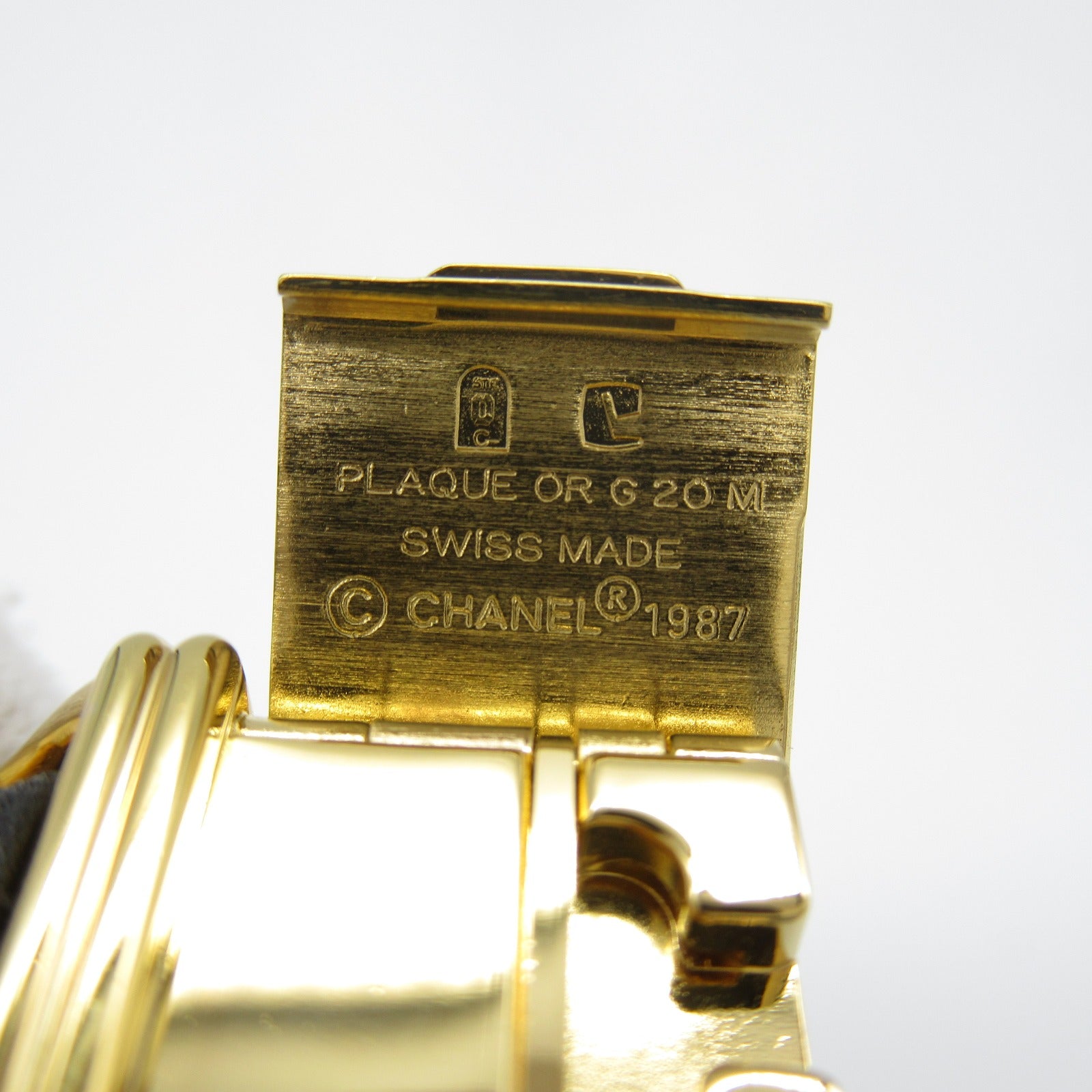 CHANEL Premiere M鍍金/皮革手錶石英機芯黑色#15cm