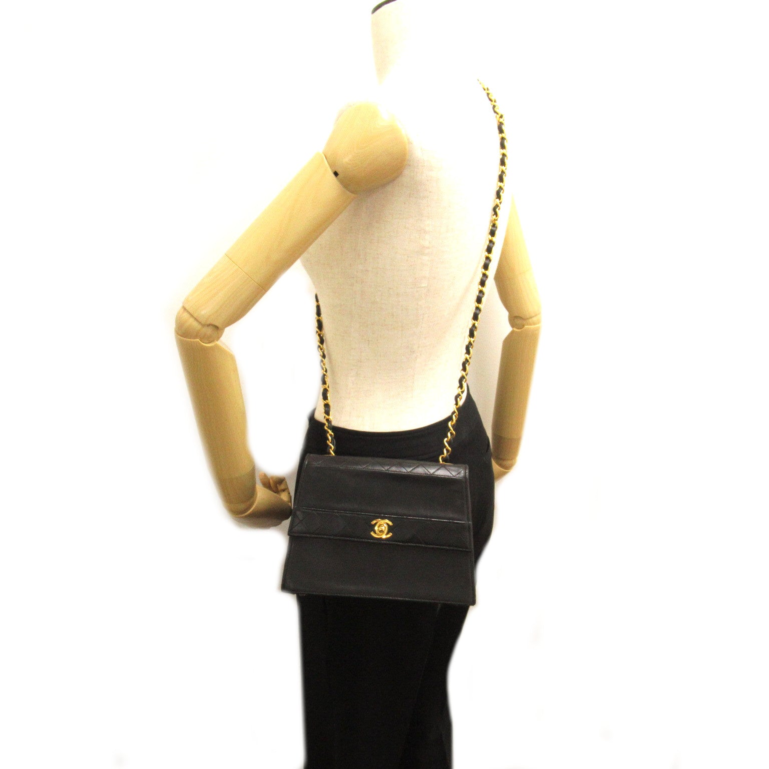 CHANEL【激減優惠】 羊皮皮革Chain Shoulder金扣肩背袋