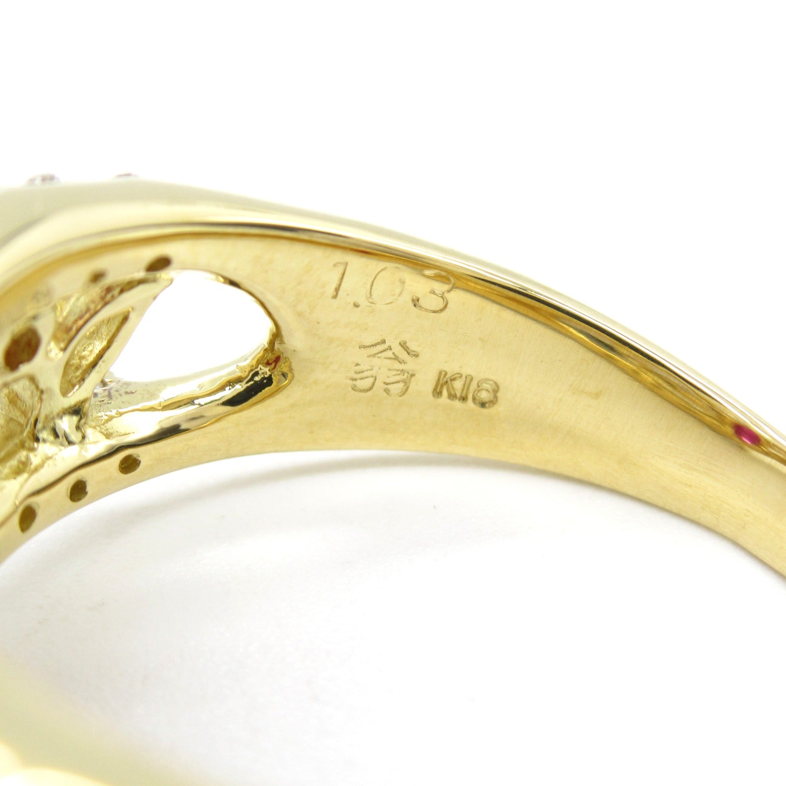 JEWELRY 18K黃金Ruby Diamond Ring紅寶石/鑽石戒指US#8