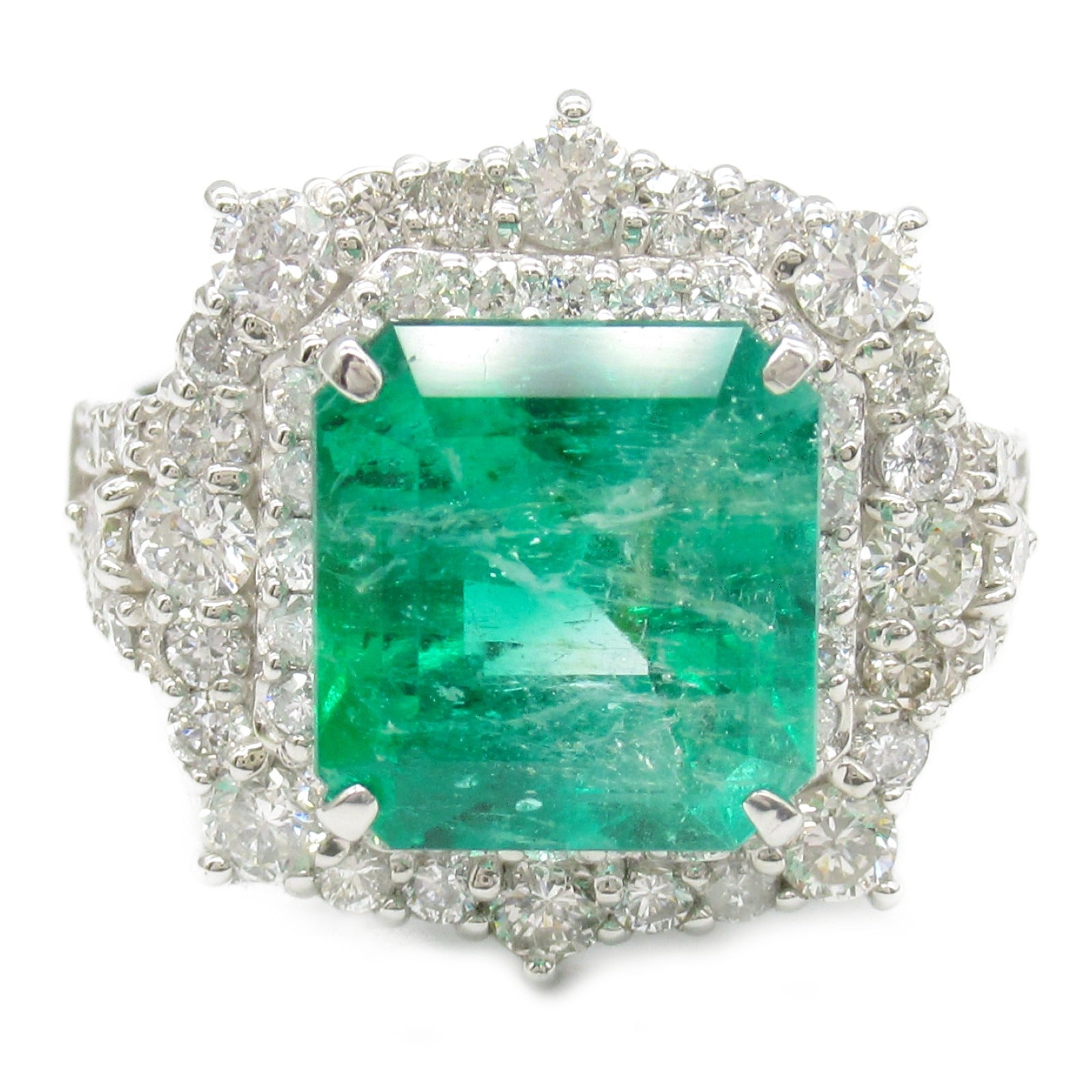 JEWELRY PT950鉑金Emerald Diamond Ring綠寶石/鑽石戒指US#6