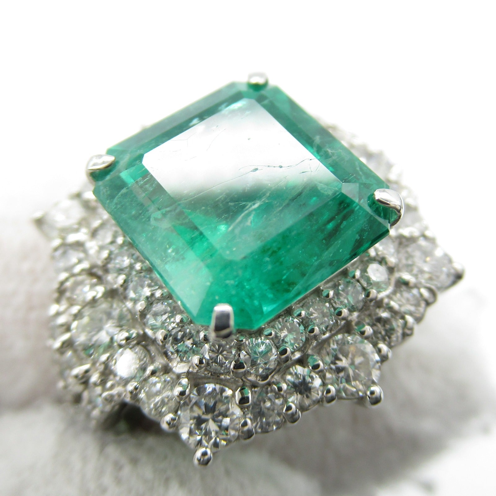 JEWELRY PT950鉑金Emerald Diamond Ring綠寶石/鑽石戒指US#6