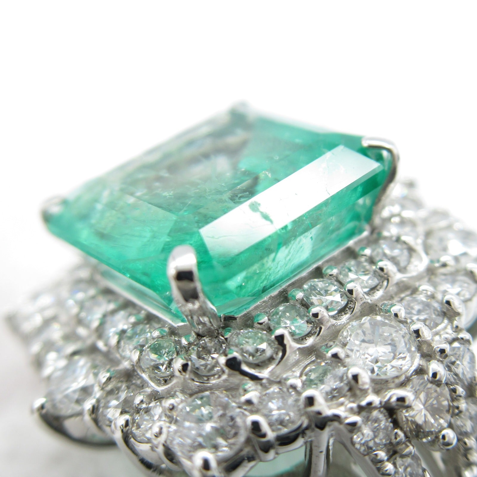 JEWELRY PT950鉑金Emerald Diamond Ring綠寶石/鑽石戒指US#6