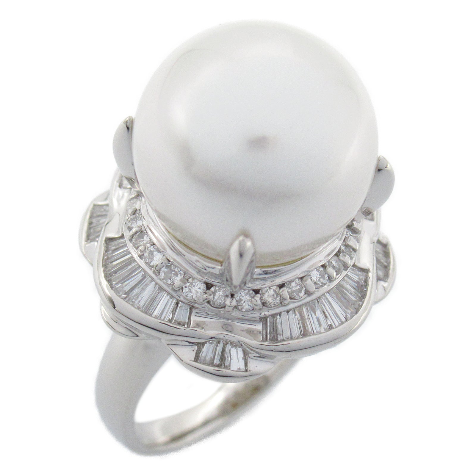 JEWELRY South Sea Pearl Ring PT900 Platinum Diamond  US#5.75