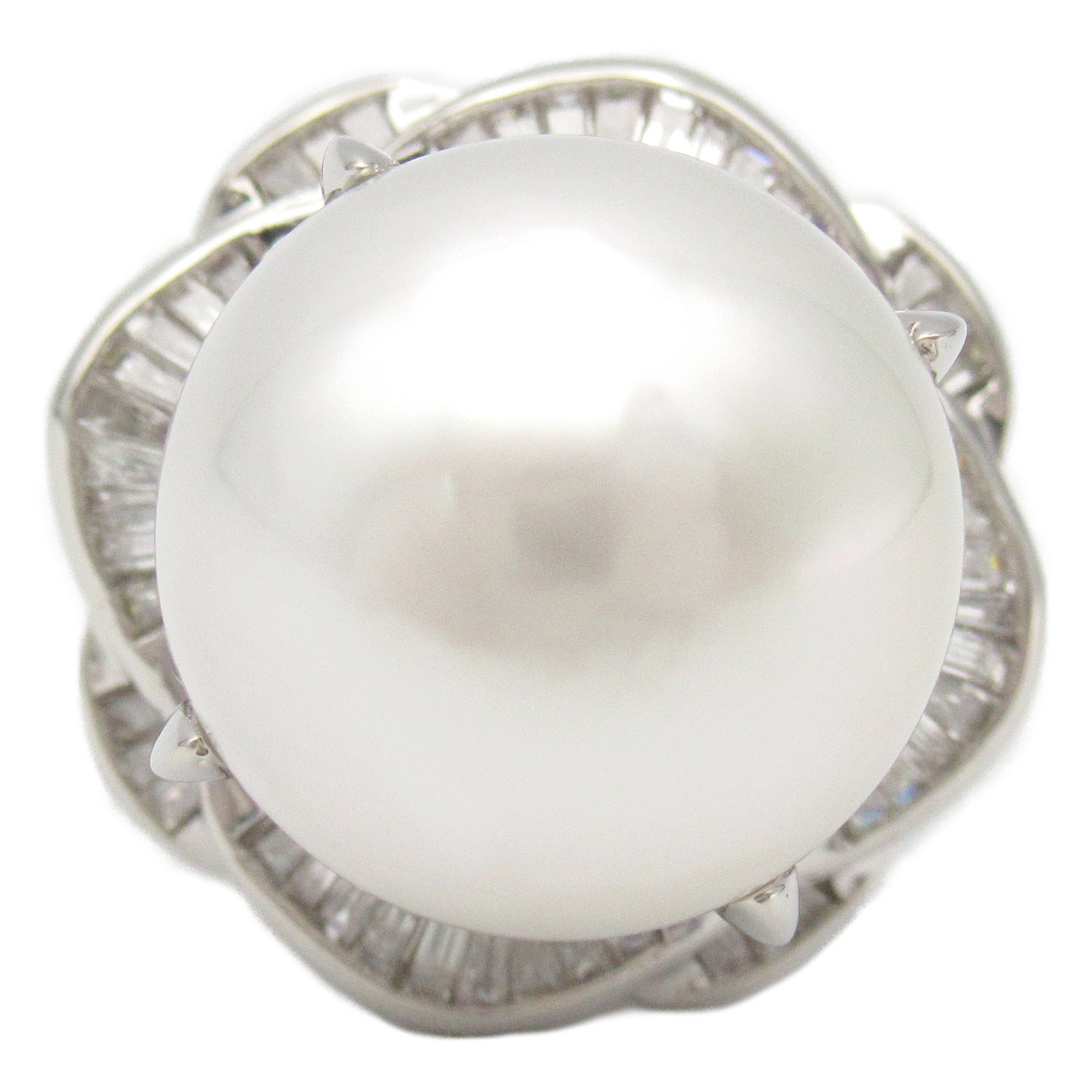 JEWELRY South Sea Pearl Ring PT900 Platinum Diamond  US#5.75