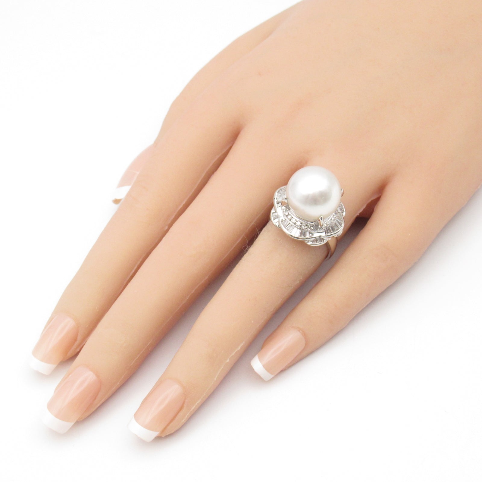 JEWELRY South Sea Pearl Ring PT900 Platinum Diamond  US#5.75