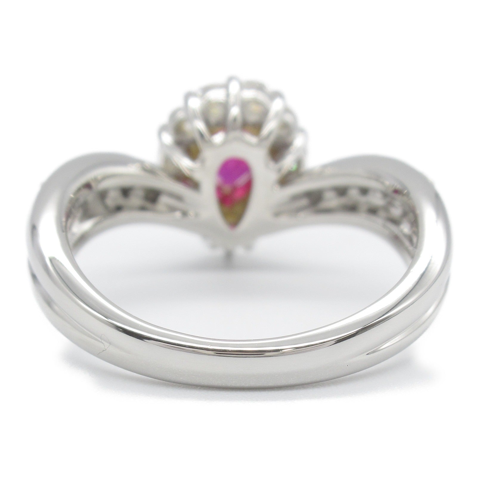 JEWELRY PT900鉑金/18K黃金Ruby/Diamond Ring紅寶石/鑽石戒指US#5.5