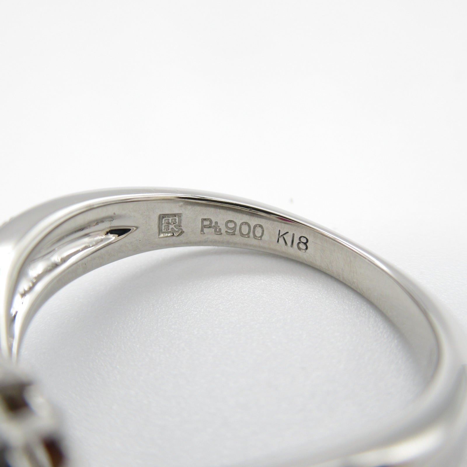 JEWELRY PT900鉑金/18K黃金Ruby/Diamond Ring紅寶石/鑽石戒指US#5.5