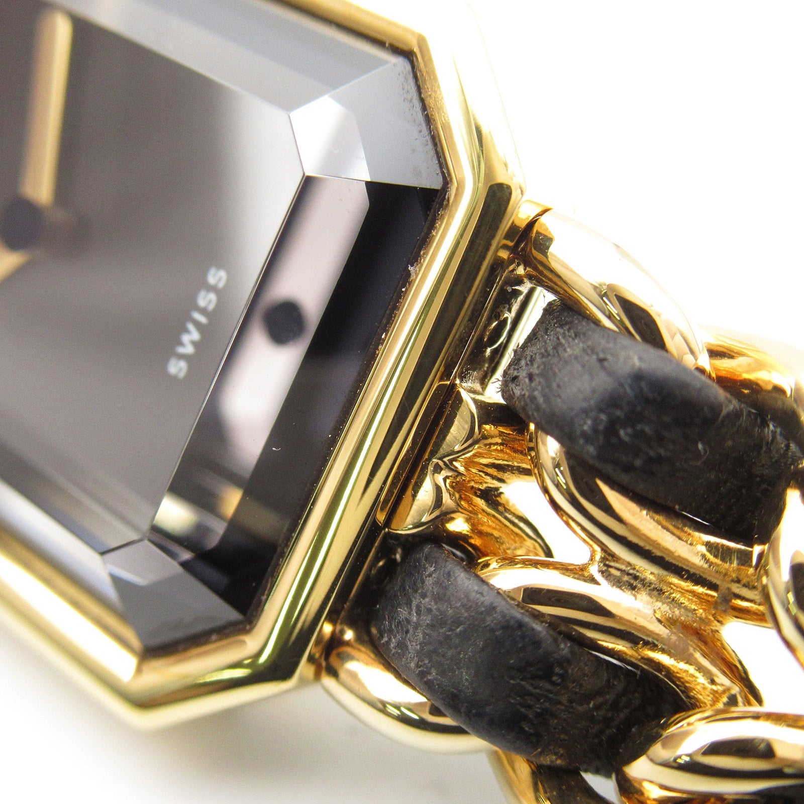 CHANEL Premiere M鍍金/皮革手錶石英機芯黑色
