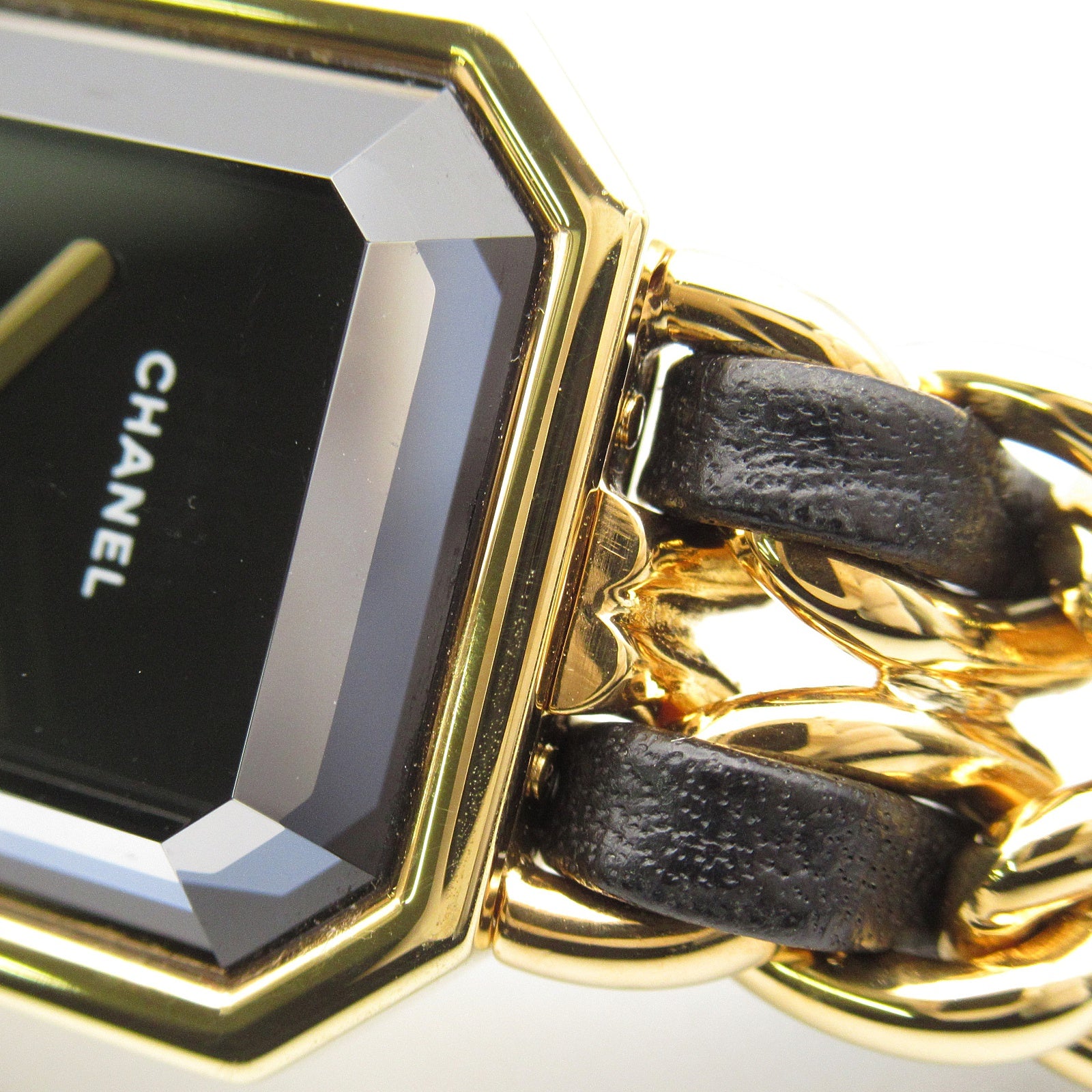 CHANEL Premiere M鍍金/皮革手錶石英機芯黑色