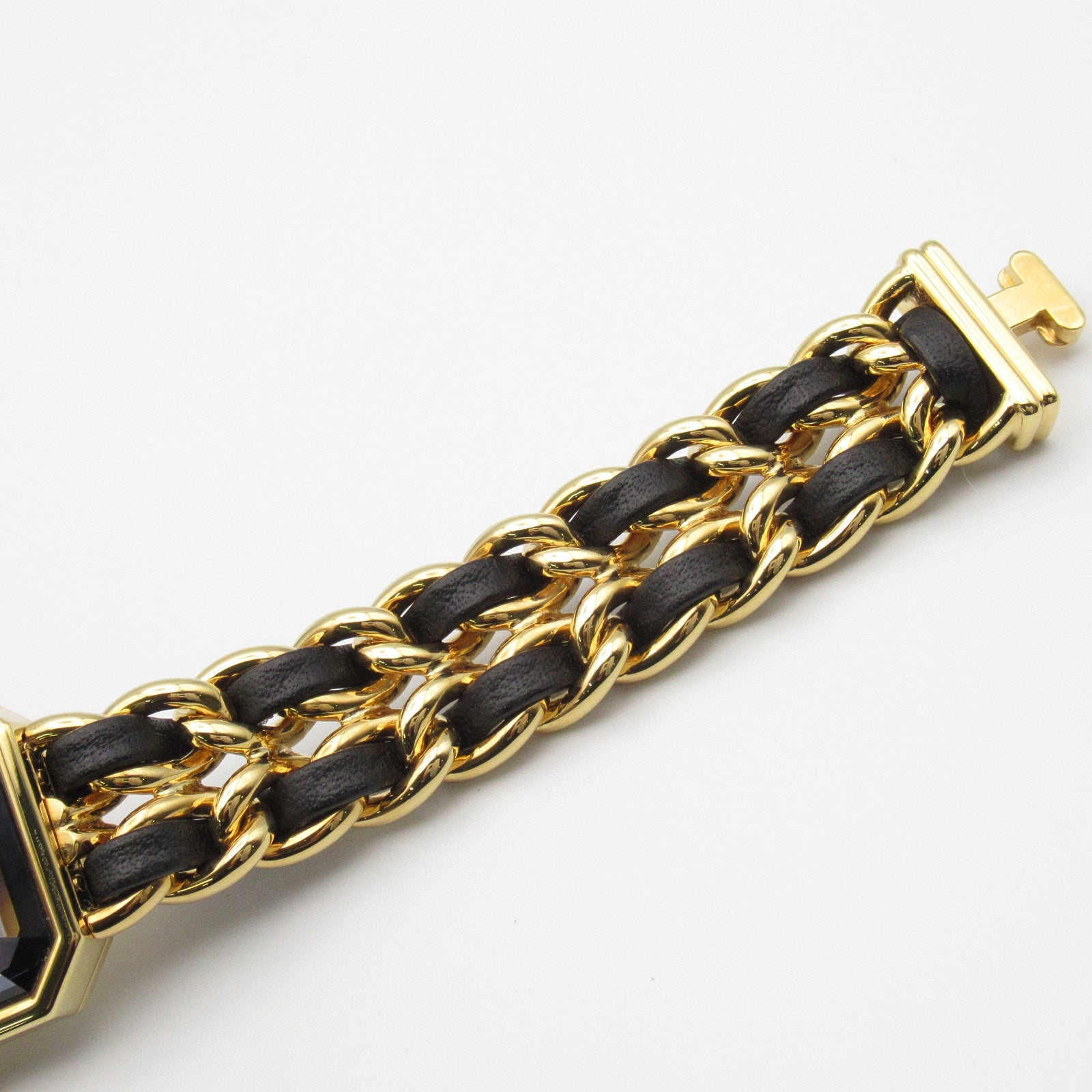 CHANEL Premiere M鍍金/皮革手錶石英機芯黑色