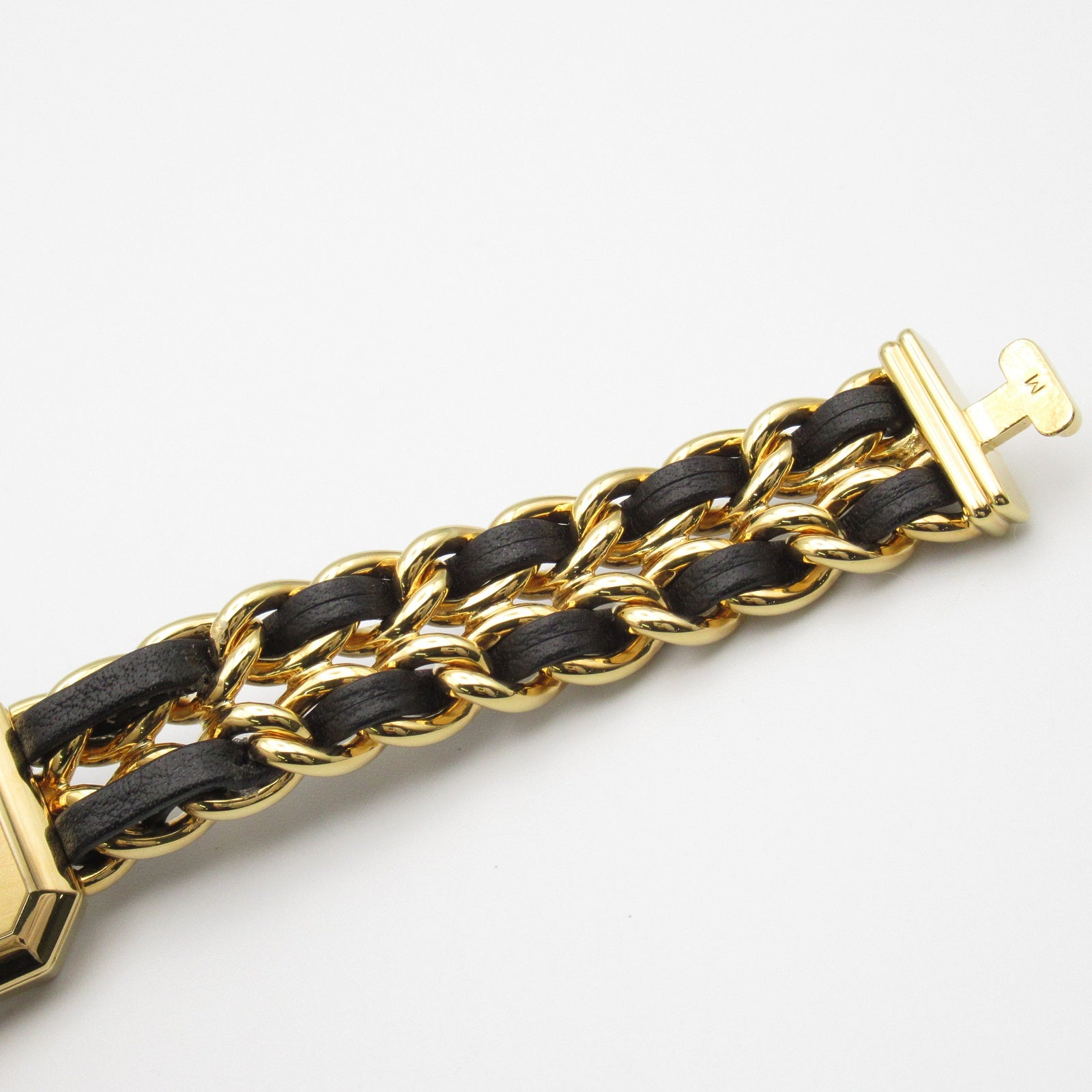 CHANEL Premiere M鍍金/皮革手錶石英機芯黑色