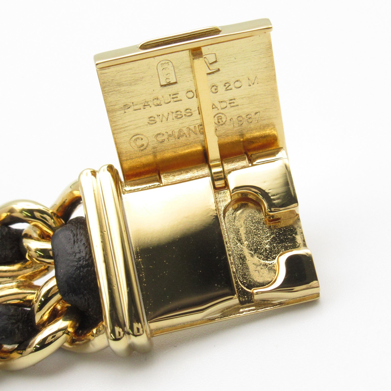CHANEL Premiere M鍍金/皮革手錶石英機芯黑色