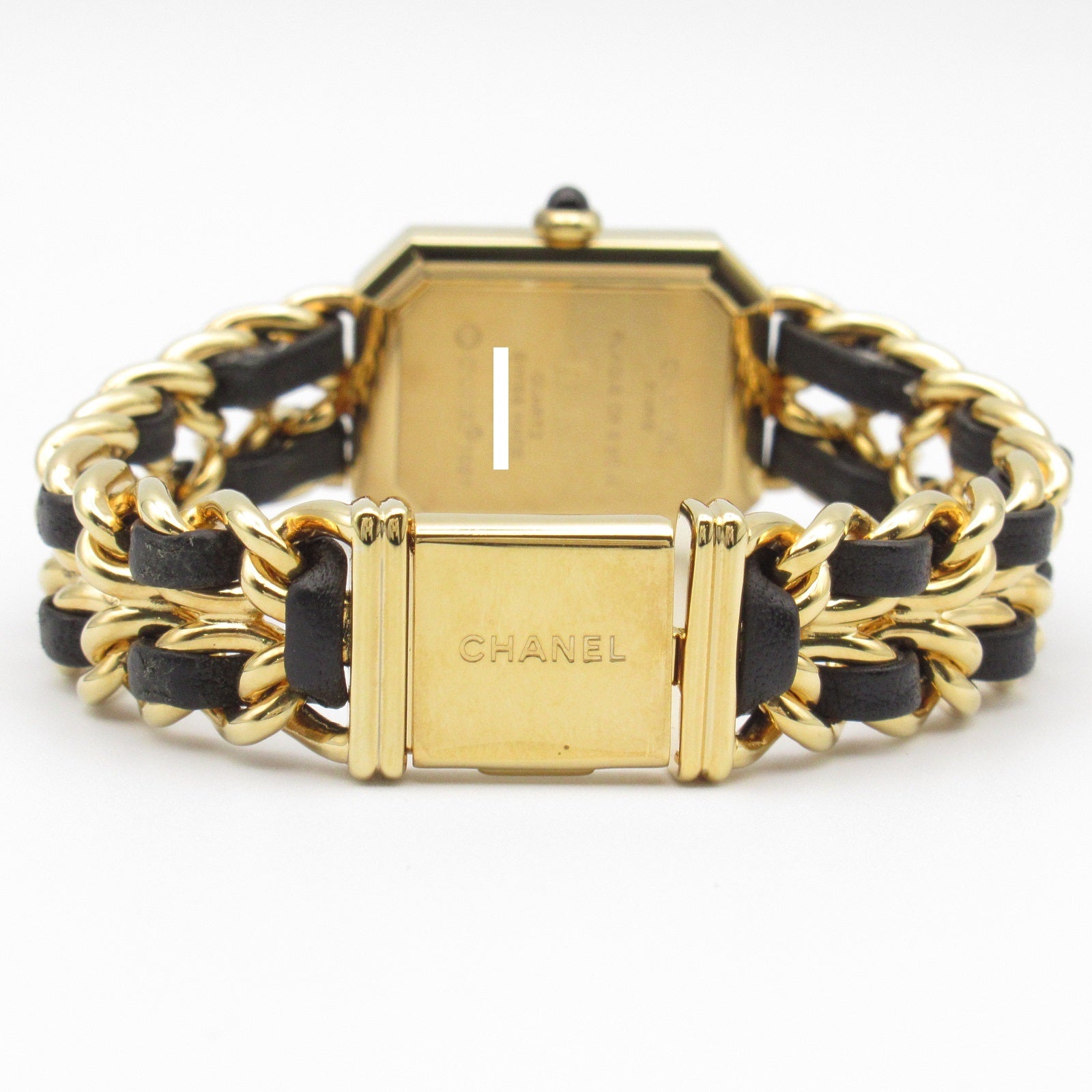CHANEL Premiere M鍍金/皮革手錶石英機芯黑色
