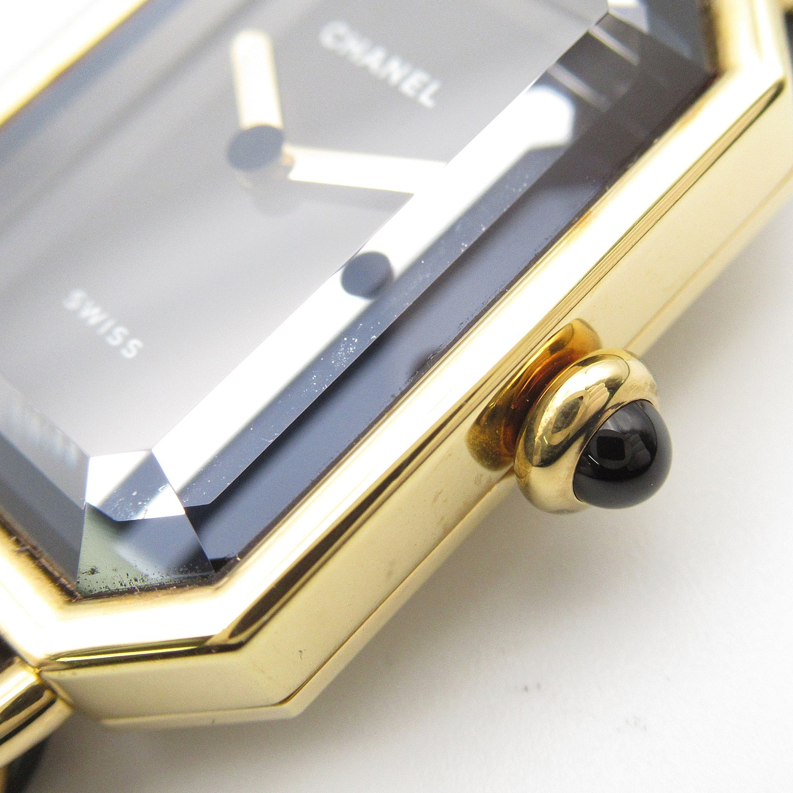 CHANEL Premiere M鍍金/皮革手錶石英機芯黑色