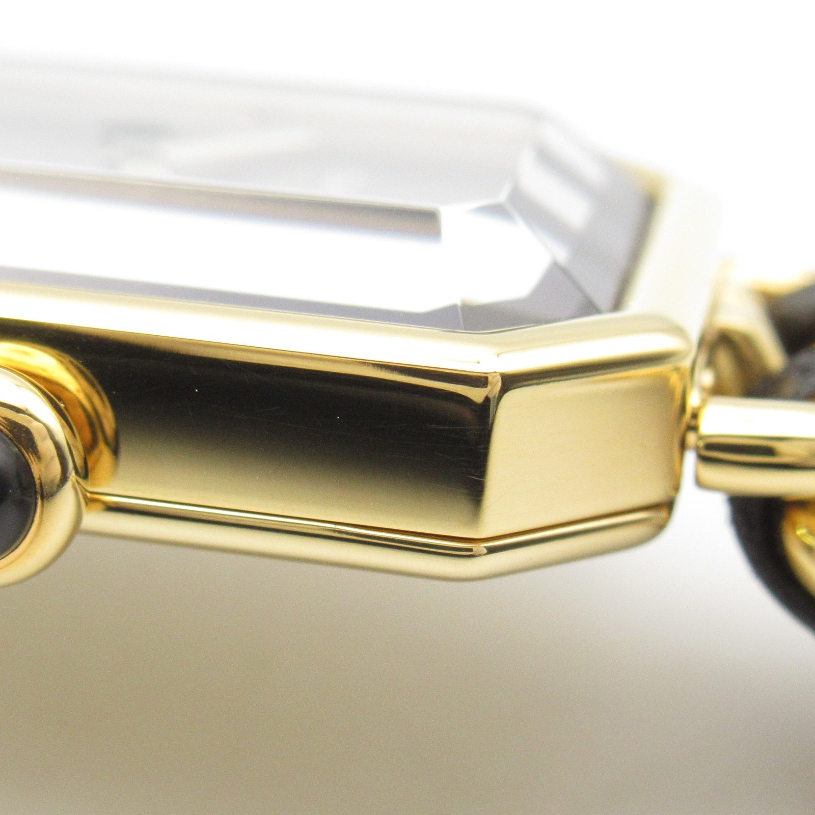 CHANEL CC Premiere M Quartz Watch H0001 Gold Plated Leather Black