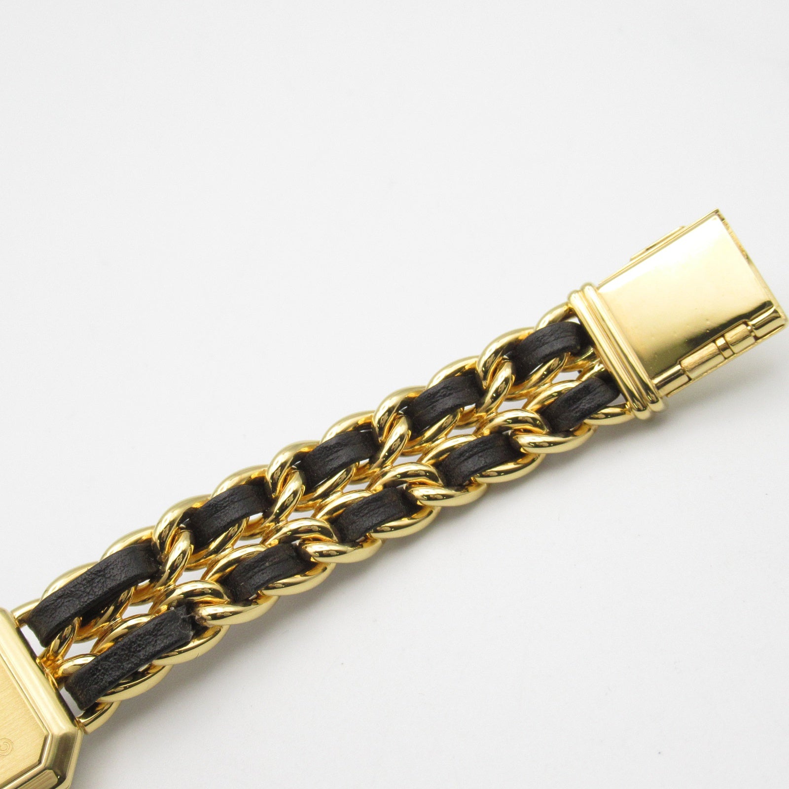 CHANEL CC Premiere M Quartz Watch H0001 Gold Plated Leather Black