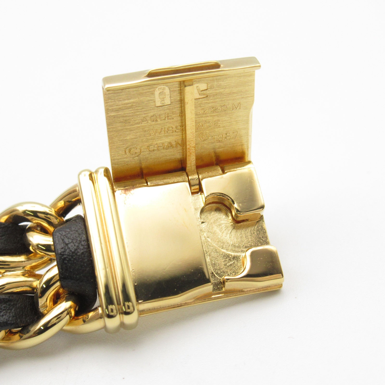 CHANEL CC Premiere M Quartz Watch H0001 Gold Plated Leather Black