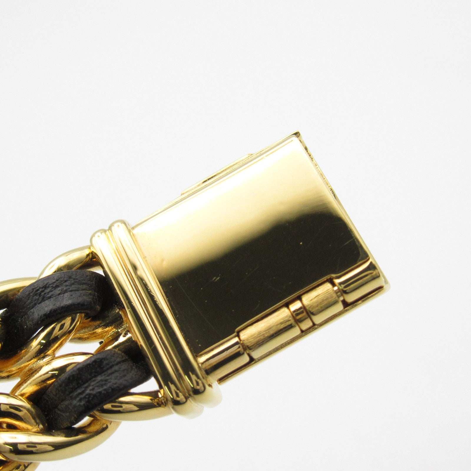 CHANEL CC Premiere M Quartz Watch H0001 Gold Plated Leather Black