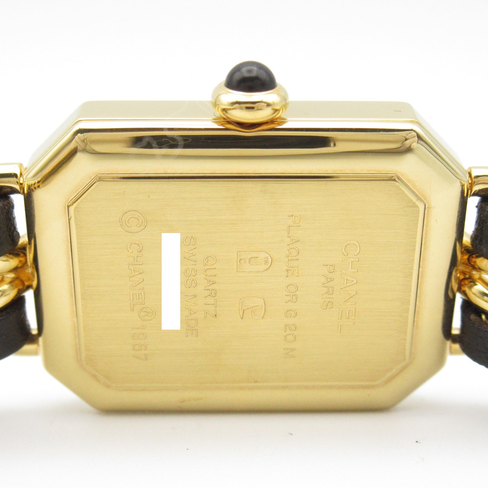CHANEL CC Premiere M Quartz Watch H0001 Gold Plated Leather Black