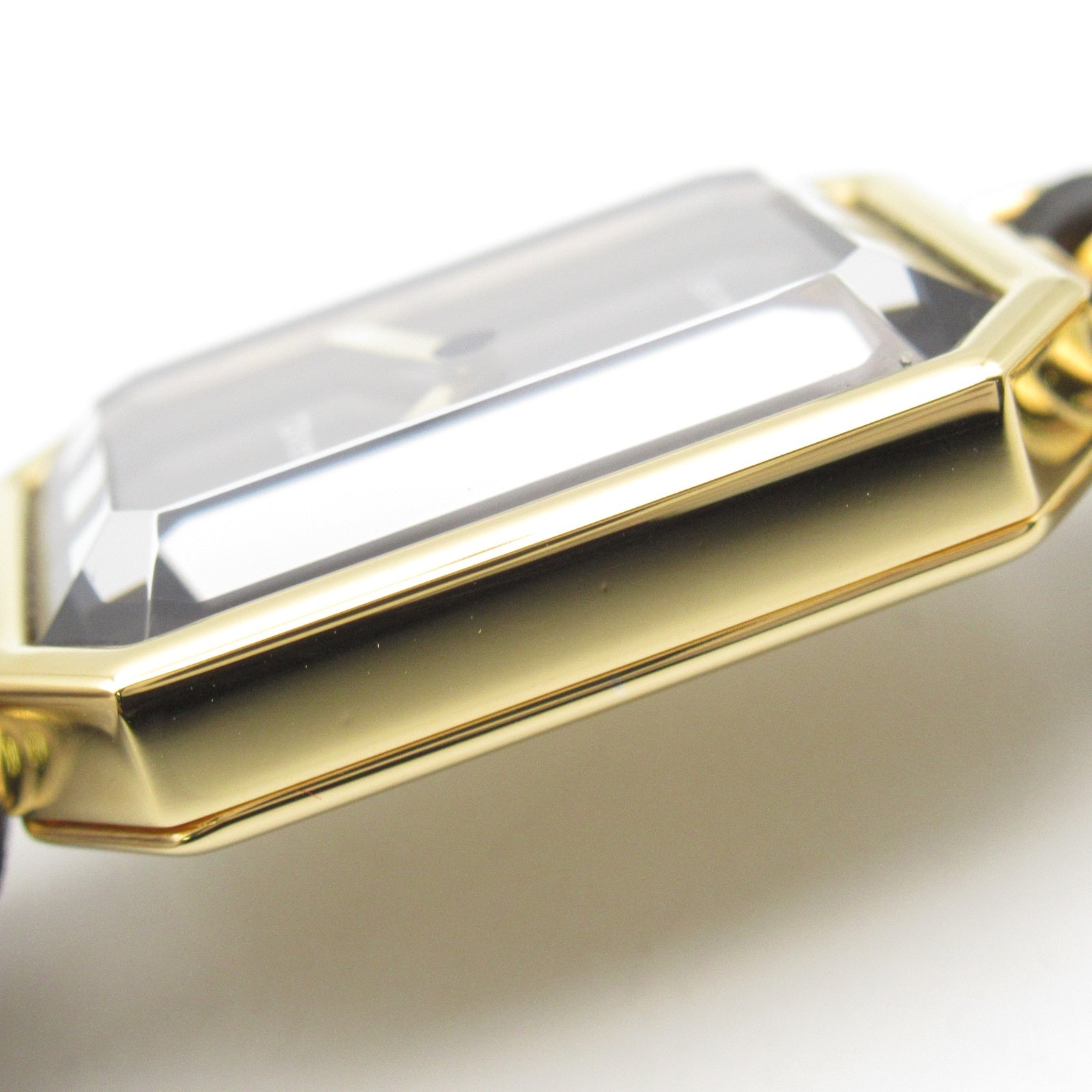 CHANEL CC Premiere M Quartz Watch H0001 Gold Plated Leather Black