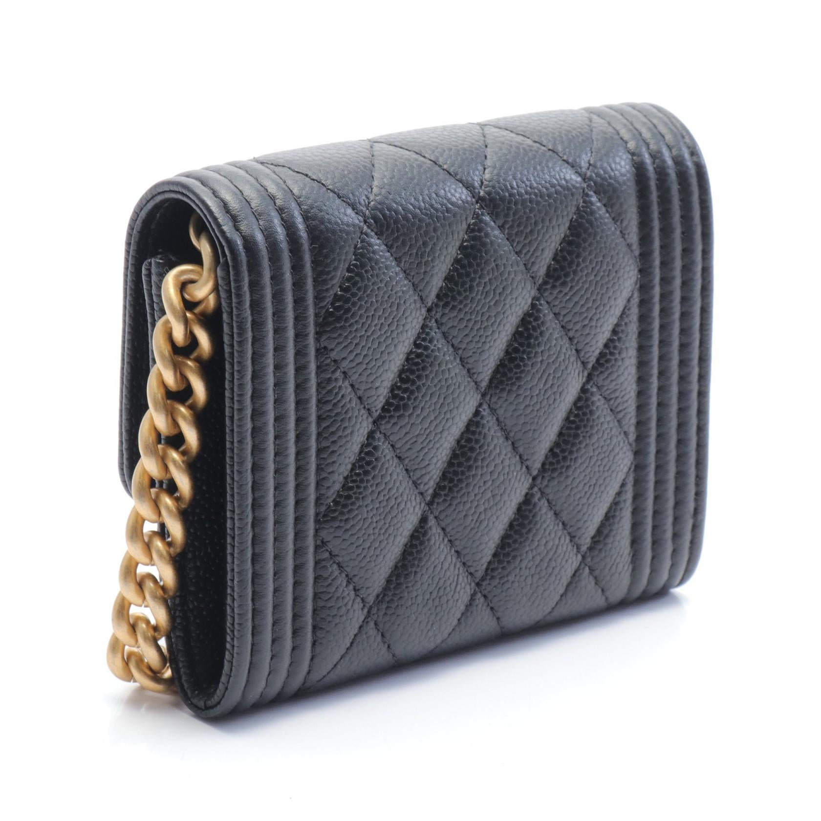 CHANEL 牛皮皮革Boy Chanel Chain Wallet金扣肩背袋’