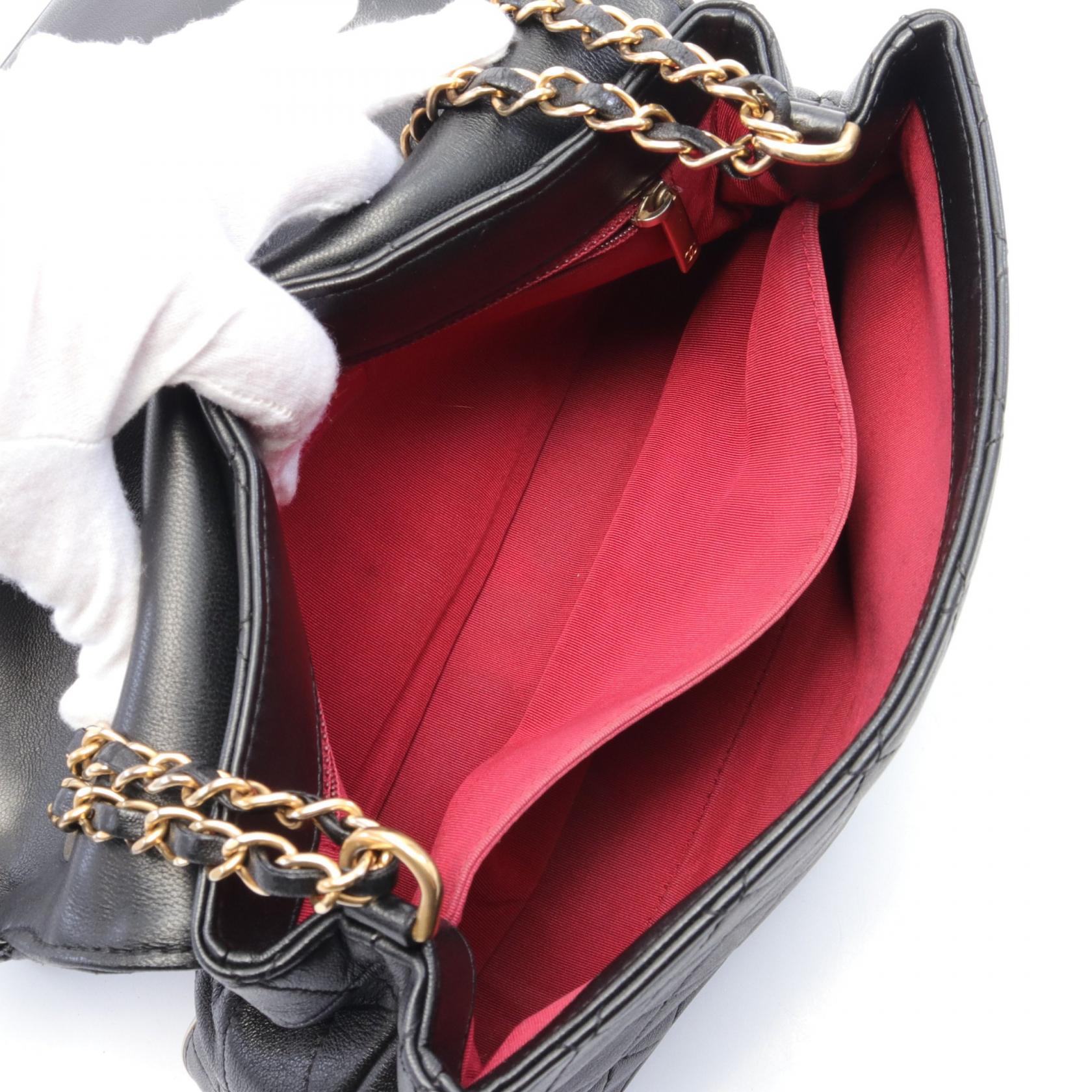 CHANEL CC GHW Chain Shoulder Bag Lambskin Leather Black