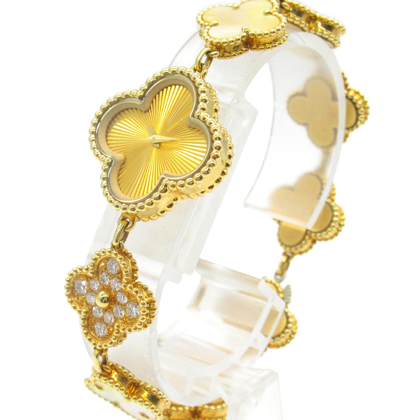 Van Cleef & Arpels Sweet Alhambra 18K黃金/鑽石手錶石英機芯金色