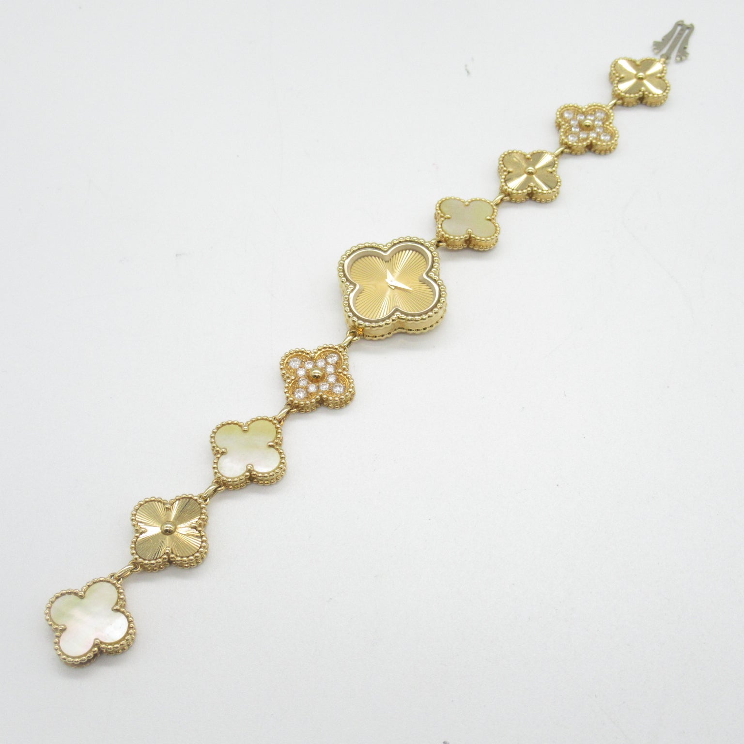 Van Cleef & Arpels Sweet Alhambra 18K黃金/鑽石手錶石英機芯金色