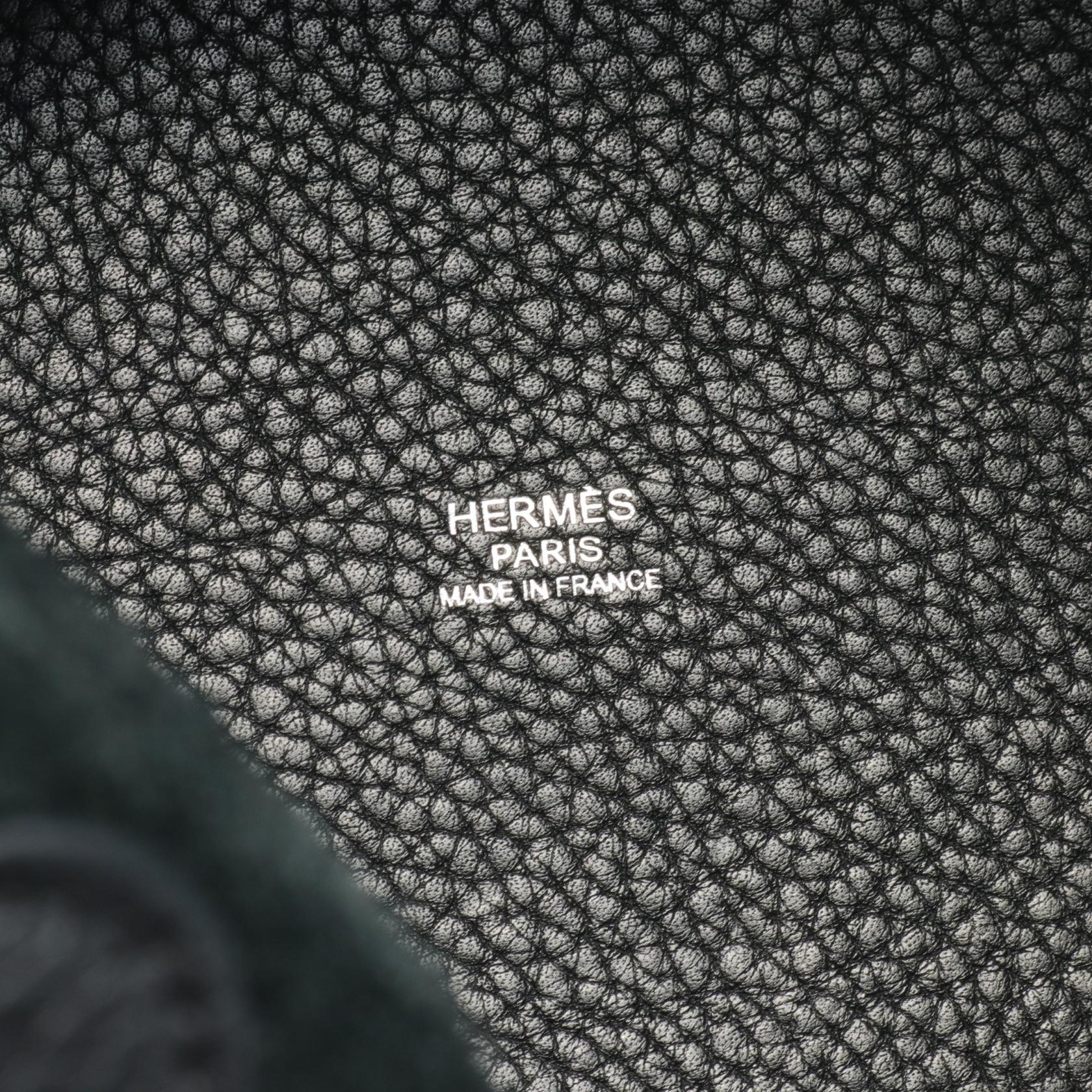 HERMES【激減優惠】 Clemence皮革Picotin PM銀扣手挽袋Noir
