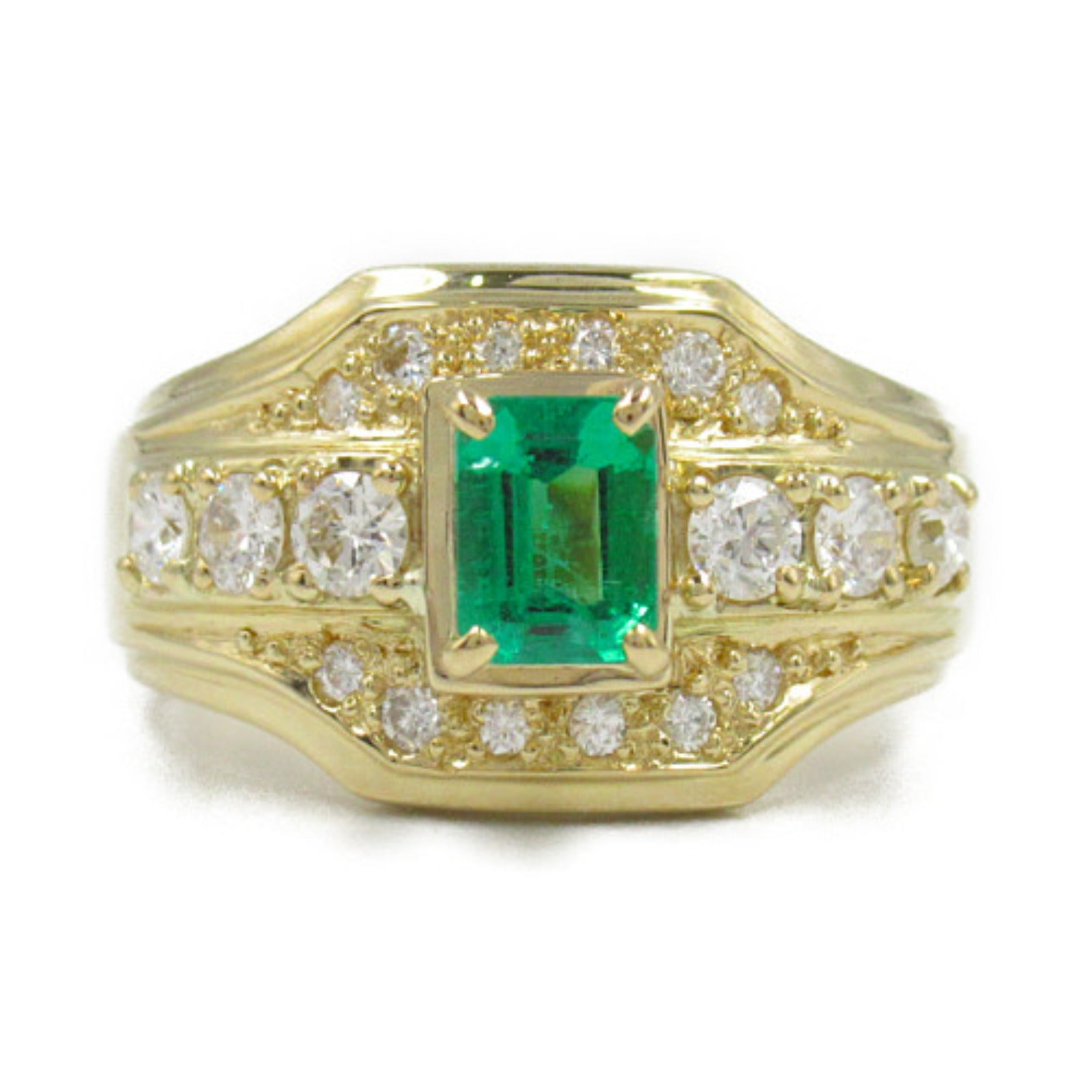 JEWELRY 18K黃金Emerald Diamond Ring綠寶石/鑽石戒指US#6.25
