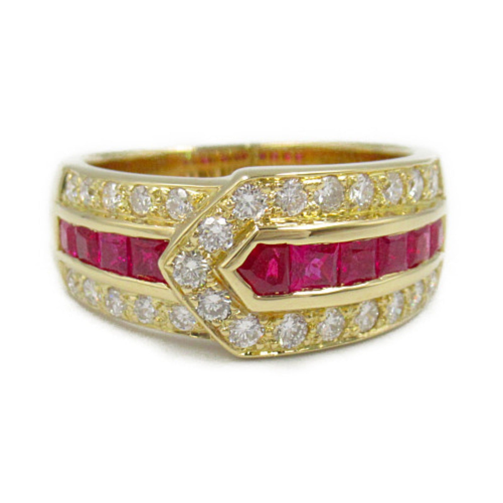 JEWELRY 18K黃金Ruby Diamond Ring紅寶石/鑽石戒指US#6