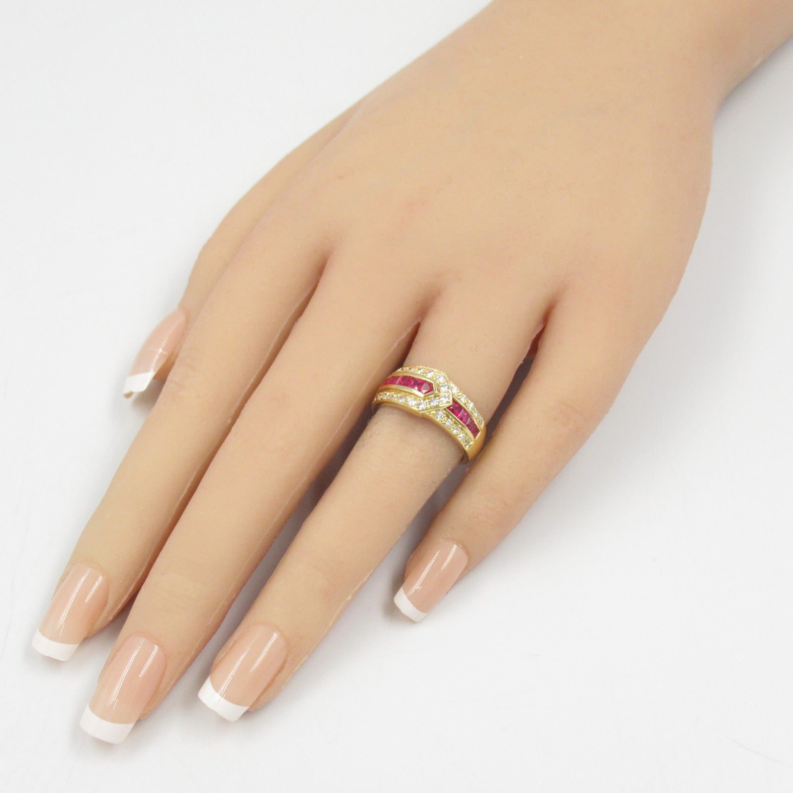 JEWELRY 18K黃金Ruby Diamond Ring紅寶石/鑽石戒指US#6